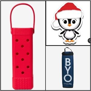 Bogg Bag wine holder tote / cooler insert / Santa  Penguin bit / RARE / NEW tag
